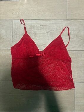 SHEIN Red Lace Crop Camisole Top
